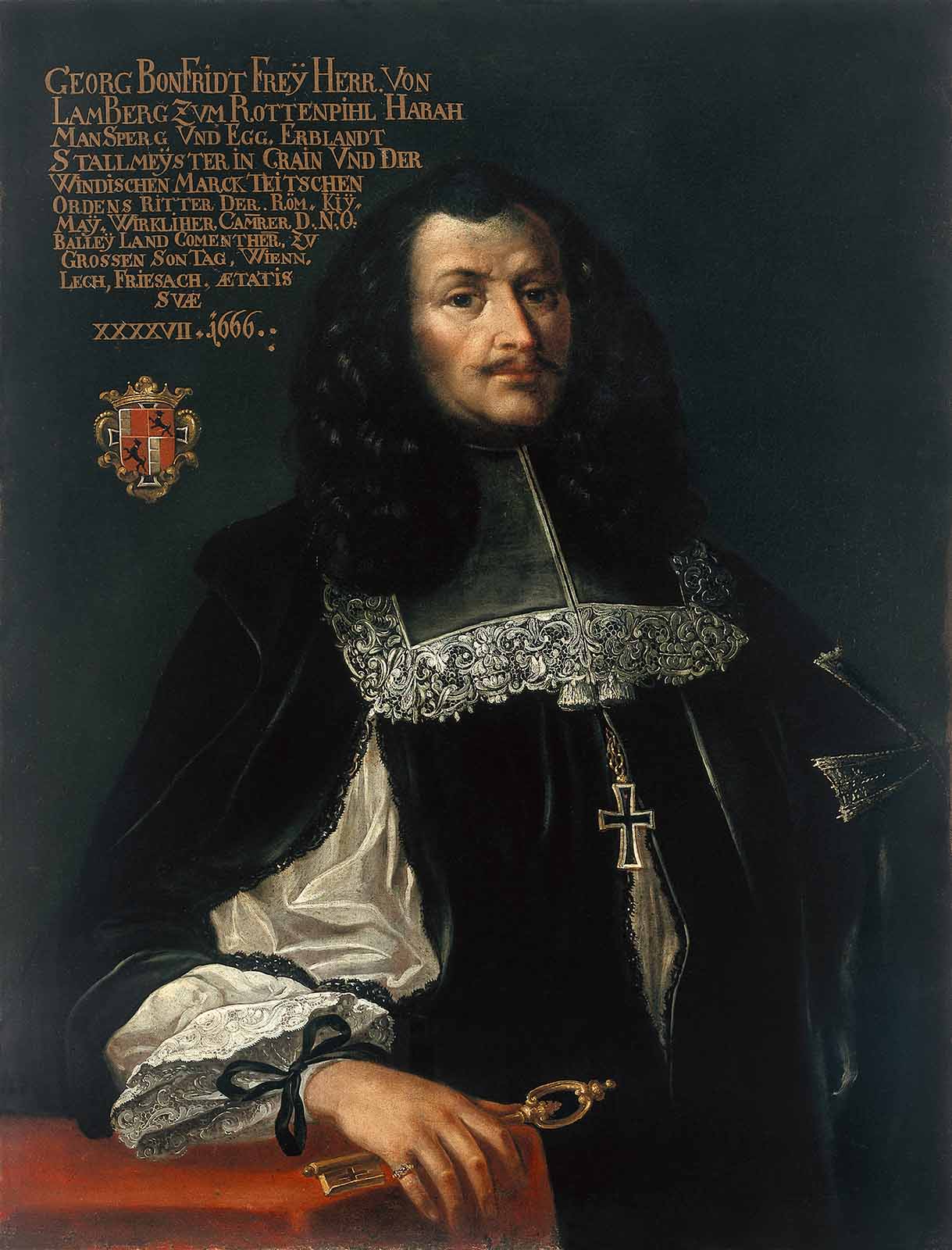 Jurij Gottfrid (Bonfrid) baron Lamberg, (2. pol. 17. stol.) olje, platno, 94,5 x 71 cm