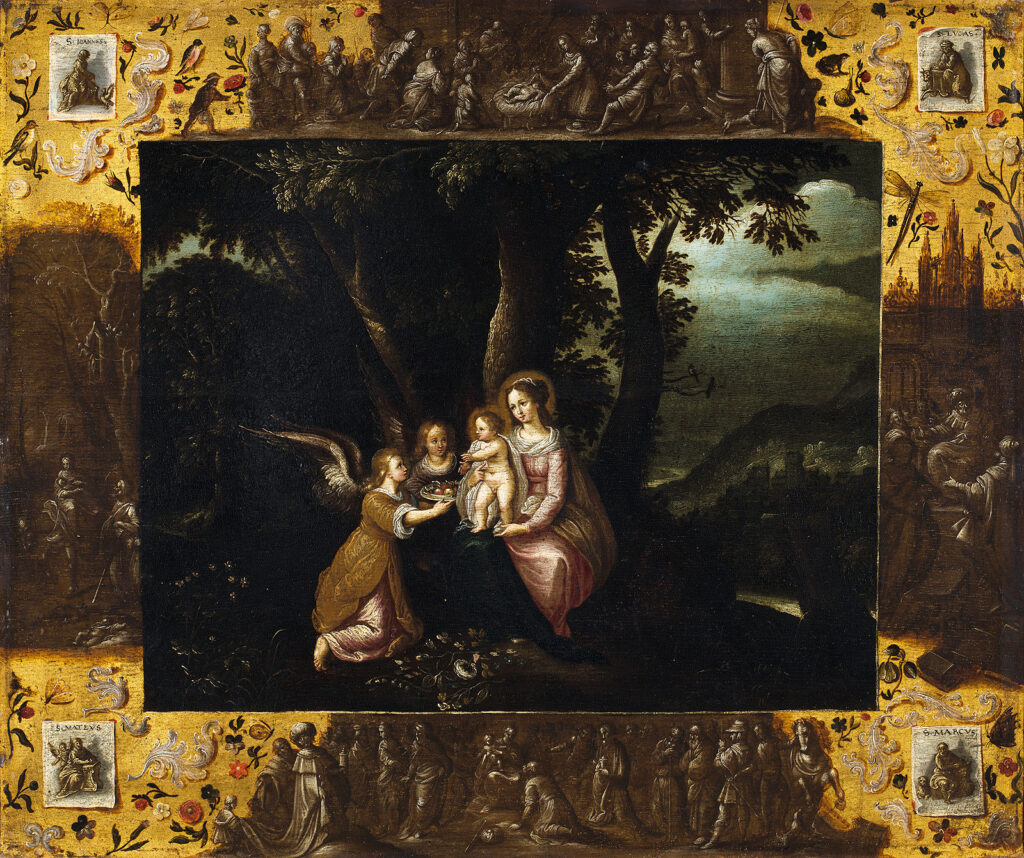 Frans Francken II., Mariji z detetom strežeta angela