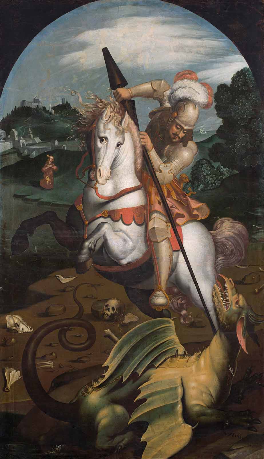Sv. Jurij v boju z zmajem, (ok. 1641), olje, platno, 265 x 151,5 cm