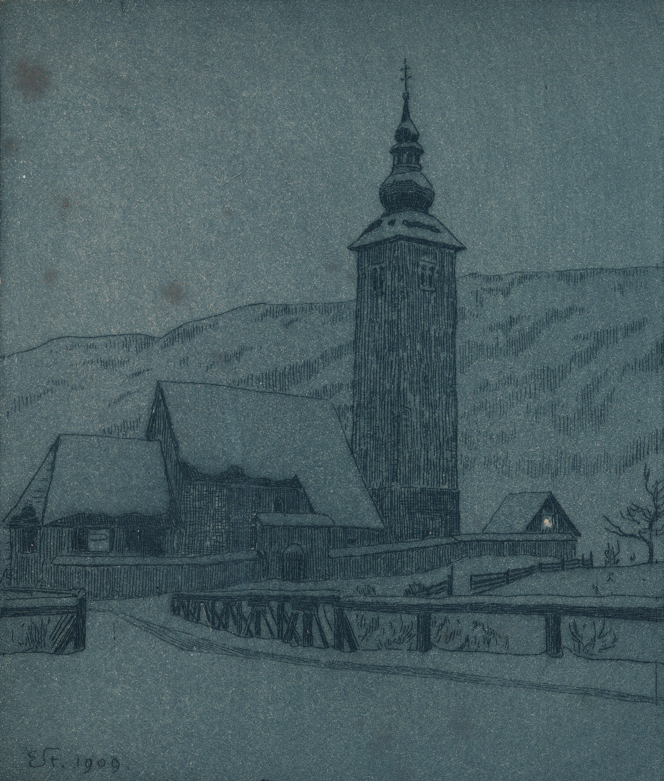 Ernst Stöhr (St. Pölten, 1860–1917), Cerkev sv. Janeza Krstnika v Bohinju, 1909, zasebna last