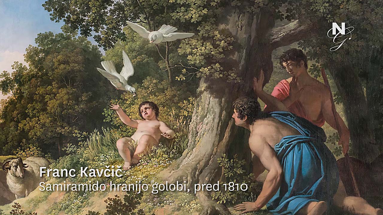 Franc Kavčič/Caucig, Semiramido hranijo golobi (video)
